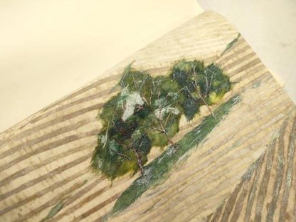 平和屋着物●塩瀬　九寸開き名古屋帯　作家物　和紙　風景文　正絹　逸品　未使用　CABJ2063dy