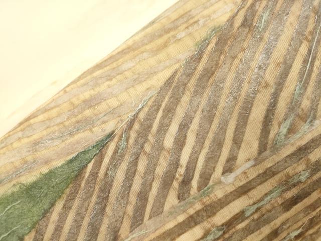 平和屋着物●塩瀬　九寸開き名古屋帯　作家物　和紙　風景文　正絹　逸品　未使用　CABJ2063dy