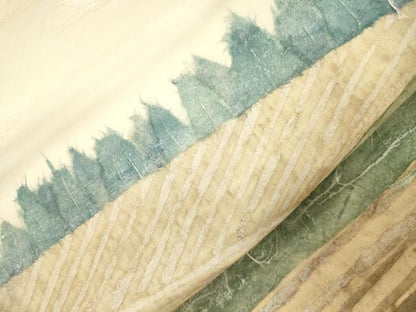 平和屋着物●塩瀬　九寸開き名古屋帯　作家物　和紙　風景文　正絹　逸品　未使用　CABJ2063dy