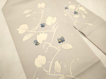 平和屋着物●塩瀬　九寸名古屋帯　ろうけつ染め　草花文　金彩　正絹　逸品　CABJ2065dy