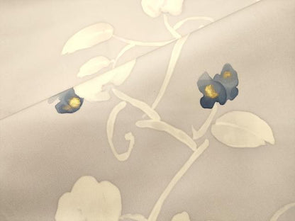 平和屋着物●塩瀬　九寸名古屋帯　ろうけつ染め　草花文　金彩　正絹　逸品　CABJ2065dy
