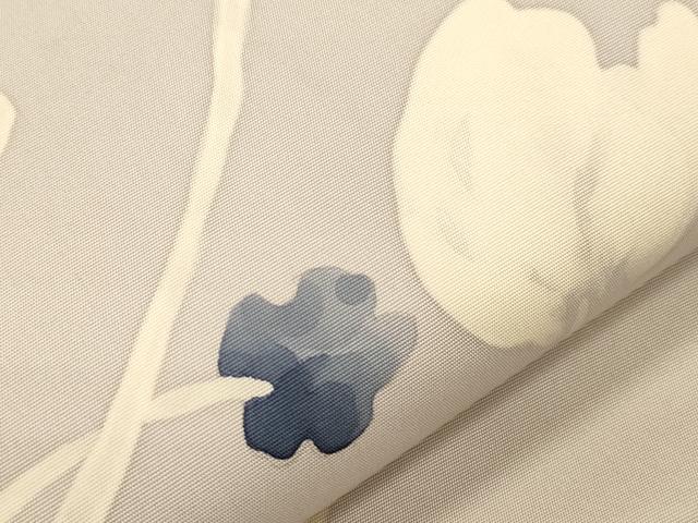 平和屋着物●塩瀬　九寸名古屋帯　ろうけつ染め　草花文　金彩　正絹　逸品　CABJ2065dy