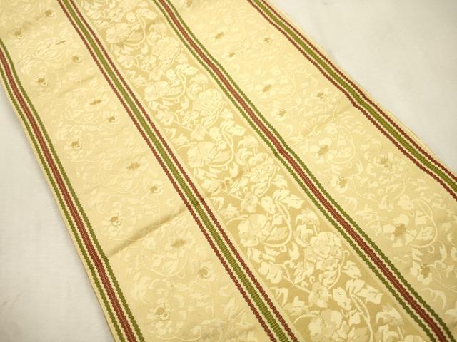 平和屋着物●本場筑前博多織　八寸名古屋帯　草花間道　正絹　逸品　CABJ2066dy