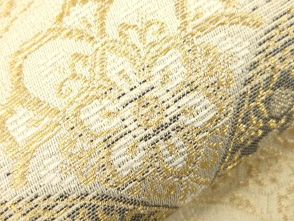 平和屋着物●両面　六通柄袋帯　青海花文　金糸　正絹　逸品　未使用　CABJ2080dy