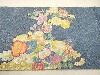 平和屋着物●爪掻き本綴れ　太鼓柄袋帯　鳳凰草花文　金糸　正絹　逸品　未使用　CABJ2081dy