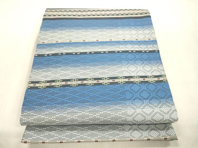 平和屋着物●六通柄袋帯　花織　横段文　正絹　逸品　未使用　CABJ2082dy