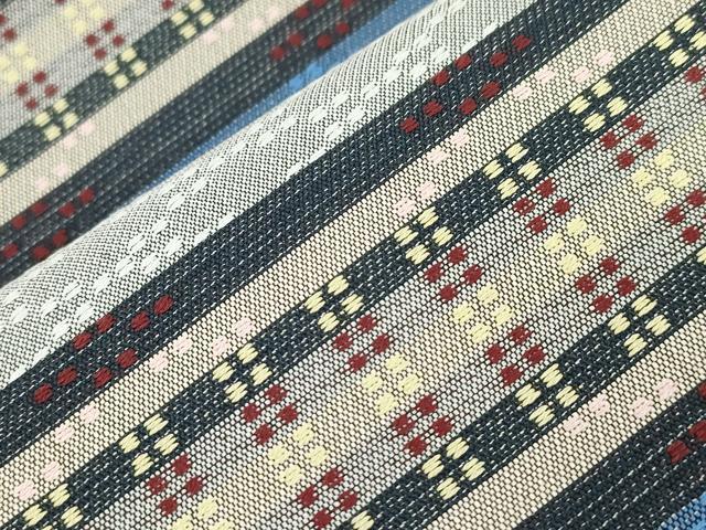 平和屋着物●六通柄袋帯　花織　横段文　正絹　逸品　未使用　CABJ2082dy