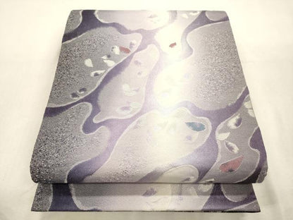 平和屋着物●両面　全通柄袋帯　舞桜文　銀糸　正絹　逸品　CABJ2083dy