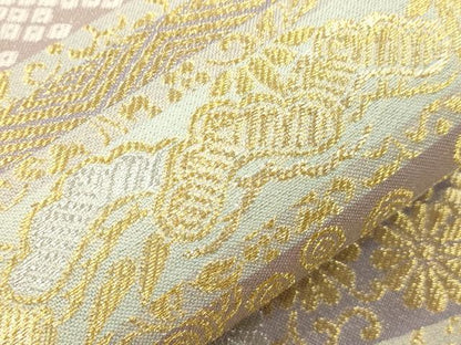 平和屋着物●両面　六通柄袋帯　横段松竹梅花文　金銀糸　正絹　逸品　CABJ2086dy