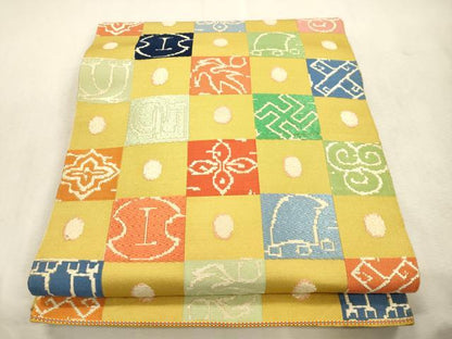 平和屋着物●龍村平蔵製　太鼓柄　本袋帯　京袋帯　石畳錦　正絹　逸品　CABJ2087dy