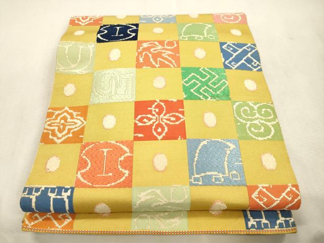 平和屋着物●龍村平蔵製　太鼓柄　本袋帯　京袋帯　石畳錦　正絹　逸品　CABJ2087dy