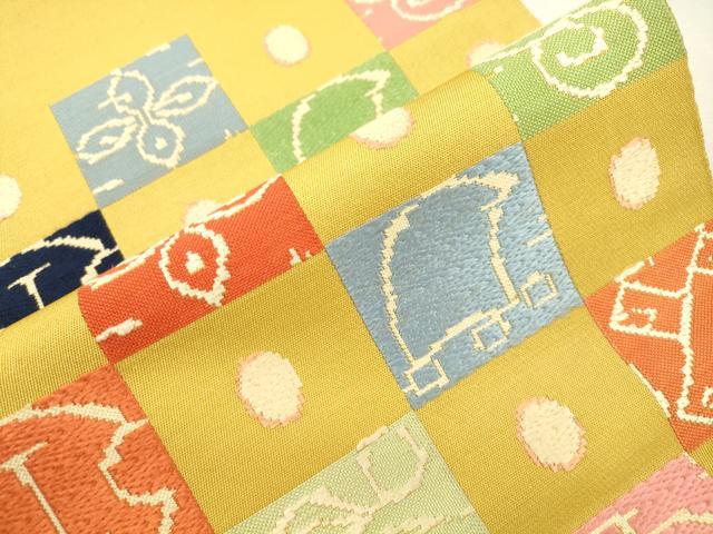平和屋着物●龍村平蔵製　太鼓柄　本袋帯　京袋帯　石畳錦　正絹　逸品　CABJ2087dy