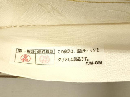 平和屋着物●六通柄袋帯　市松取唐草文様　金糸　正絹　逸品　未使用　CABJ2089dy