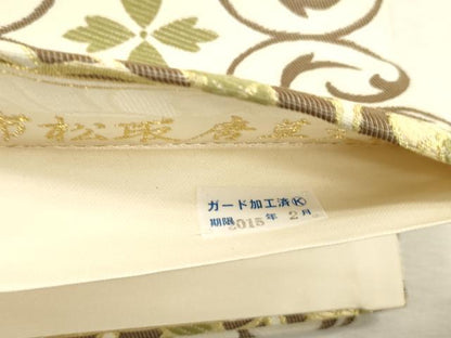 平和屋着物●六通柄袋帯　市松取唐草文様　金糸　正絹　逸品　未使用　CABJ2089dy