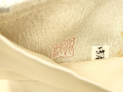 平和屋着物●「美しいキモノ」お馴染みのメーカー となみ織物 日本画家 三輪晃勢 六通柄袋帯 草花文 金糸 銀座おおぎ屋扱い CABJ2091dy