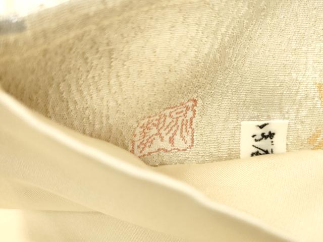 平和屋着物●「美しいキモノ」お馴染みのメーカー となみ織物 日本画家 三輪晃勢 六通柄袋帯 草花文 金糸 銀座おおぎ屋扱い CABJ2091dy