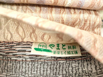 平和屋着物▽ワンタッチつけ帯　スリーシーズン　春夏秋　櫛織　雪輪舞桜文　金糸　正絹　逸品　CABJ2096dy