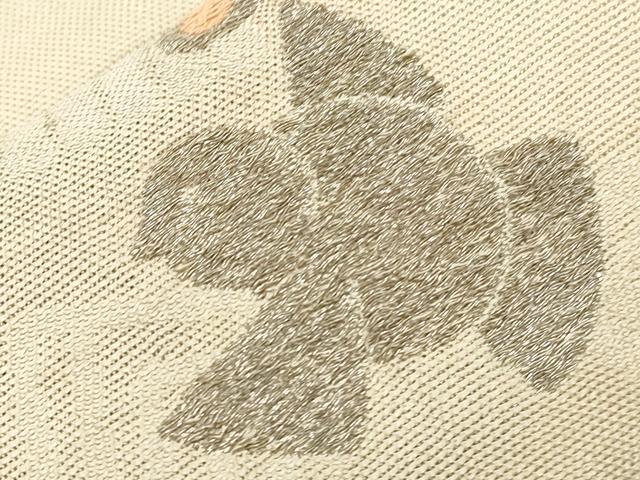 平和屋着物▽セミアンティーク　両面　半幅帯　スリーシーズン　春夏秋　瓢箪　銀糸　正絹　逸品　CABJ2097dy