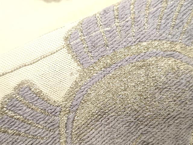 平和屋着物▽セミアンティーク　両面　半幅帯　スリーシーズン　春夏秋　瓢箪　銀糸　正絹　逸品　CABJ2097dy