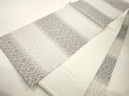 平和屋着物▽全通柄袋帯　スリーシーズン　春夏秋　櫛織　幾何学文　正絹　逸品　CABJ2099dy