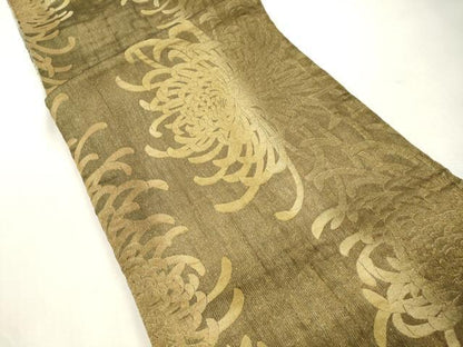 平和屋着物▽両面　全通柄袋帯　スリーシーズン　春夏秋　乱菊　金糸　正絹　逸品　CABJ2102dy