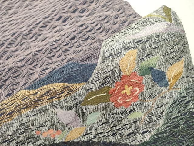 平和屋着物▽太鼓柄袋帯　スリーシーズン　春夏秋　すくい織　草花文　やまと誂製　正絹　逸品　CABJ2105dy