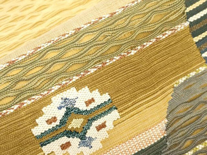 平和屋着物▽太鼓柄　京袋帯　スリーシーズン　春夏秋　すくい織　幾何学文　正絹　逸品　CABJ2108dy