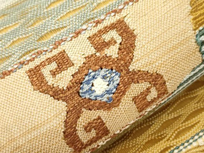 平和屋着物▽太鼓柄　京袋帯　スリーシーズン　春夏秋　すくい織　幾何学文　正絹　逸品　CABJ2108dy