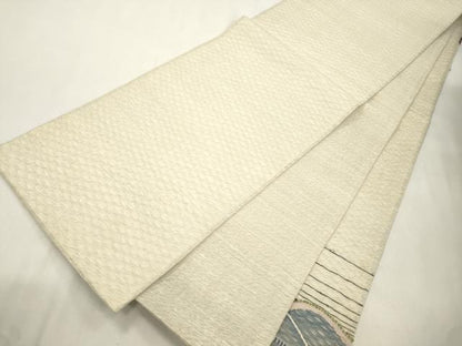 平和屋着物▽太鼓柄袋帯　スリーシーズン　春夏秋　すくい織　立波文　正絹　逸品　CABJ2109dy