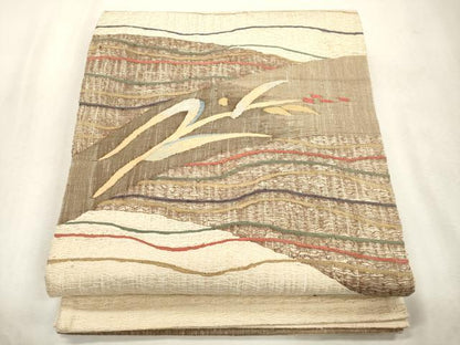 平和屋着物▽太鼓柄袋帯　スリーシーズン　春夏秋　すくい織　幾何学文　正絹　逸品　CABJ2110dy