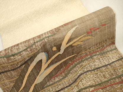 平和屋着物▽太鼓柄袋帯　スリーシーズン　春夏秋　すくい織　幾何学文　正絹　逸品　CABJ2110dy