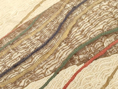 平和屋着物▽太鼓柄袋帯　スリーシーズン　春夏秋　すくい織　幾何学文　正絹　逸品　CABJ2110dy