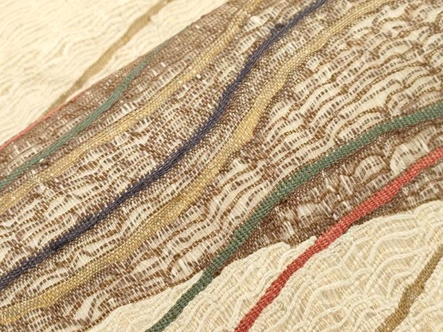平和屋着物▽太鼓柄袋帯　スリーシーズン　春夏秋　すくい織　幾何学文　正絹　逸品　CABJ2110dy