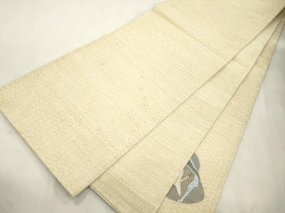 平和屋着物▽太鼓柄袋帯　スリーシーズン　春夏秋　すくい織　遠山飛鳥文　金銀糸　正絹　逸品　CABJ2111dy