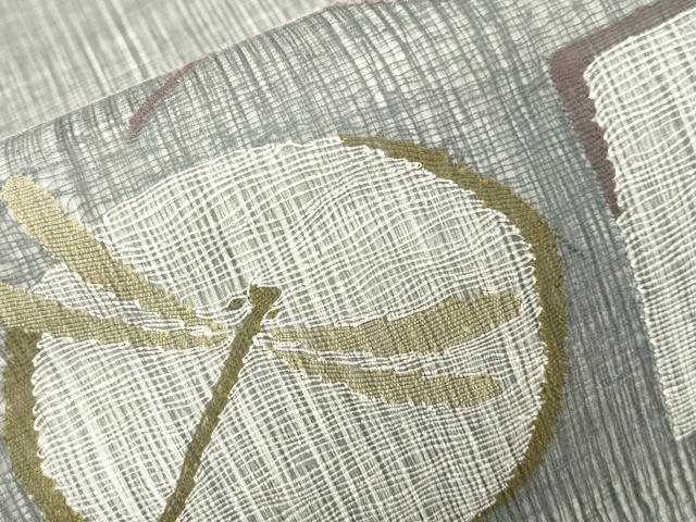 平和屋着物▽太鼓柄袋帯　スリーシーズン　春夏秋　すくい織　蜻蛉　正絹　逸品　未使用　CABJ2112dy