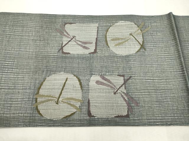 平和屋着物▽太鼓柄袋帯　スリーシーズン　春夏秋　すくい織　蜻蛉　正絹　逸品　未使用　CABJ2112dy