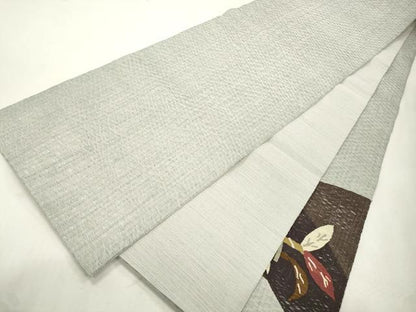 平和屋着物▽太鼓柄袋帯　スリーシーズン　春夏秋　すくい織　花蝶文　正絹　逸品　CABJ2113dy
