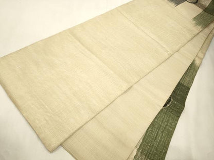 平和屋着物▽太鼓柄袋帯　スリーシーズン　春夏秋　櫛織　丸文　金糸　正絹　逸品　CABJ2117dy