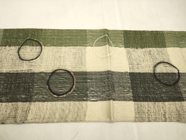 平和屋着物▽太鼓柄袋帯　スリーシーズン　春夏秋　櫛織　丸文　金糸　正絹　逸品　CABJ2117dy