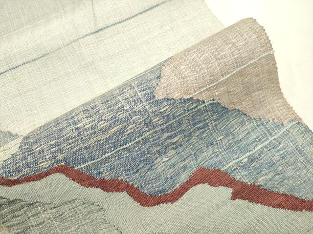 平和屋着物▽太鼓柄袋帯　スリーシーズン　春夏秋　すくい織　霞文　正絹　逸品　CABJ2118dy