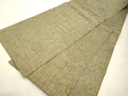 平和屋着物▽全通柄袋帯　スリーシーズン　春夏秋　櫛織　霞文　金糸　正絹　逸品　CABJ2119dy