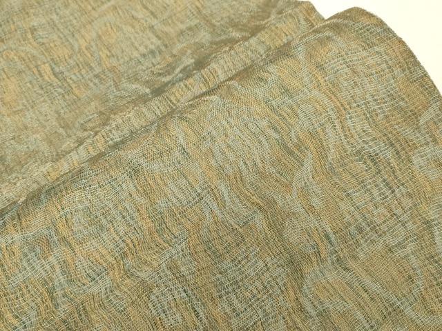 平和屋着物▽全通柄袋帯　スリーシーズン　春夏秋　櫛織　霞文　金糸　正絹　逸品　CABJ2119dy
