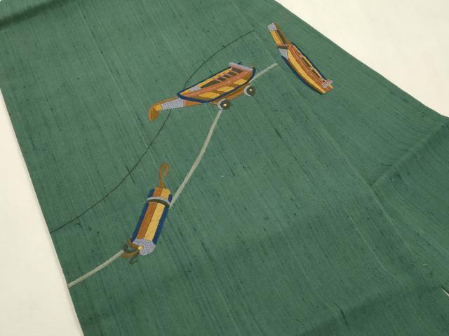 平和屋着物●九寸名古屋帯　紬地　総刺繍　玩具文　正絹　逸品　CABJ2121dy