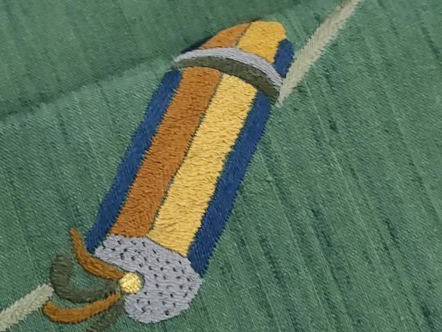平和屋着物●九寸名古屋帯　紬地　総刺繍　玩具文　正絹　逸品　CABJ2121dy