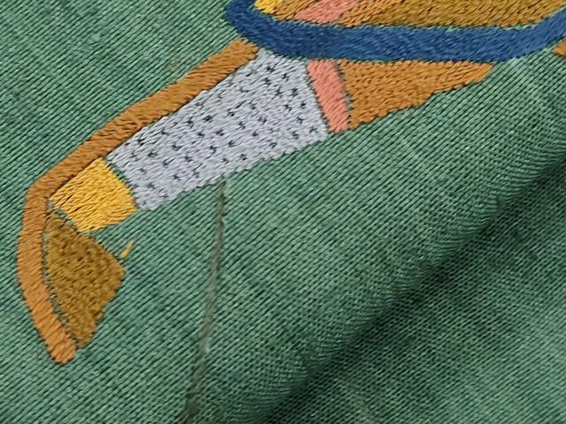平和屋着物●九寸名古屋帯　紬地　総刺繍　玩具文　正絹　逸品　CABJ2121dy
