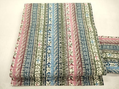 平和屋着物●全通柄九寸名古屋帯　型染め　草花間道　正絹　逸品　CABJ2123dy