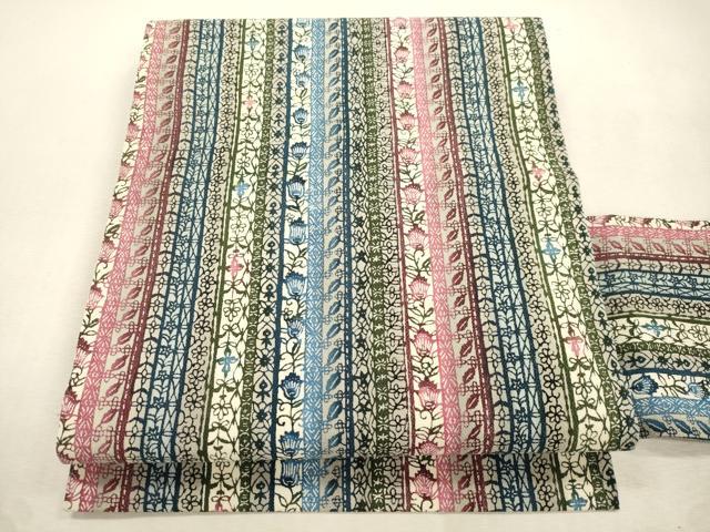 平和屋着物●全通柄九寸名古屋帯　型染め　草花間道　正絹　逸品　CABJ2123dy