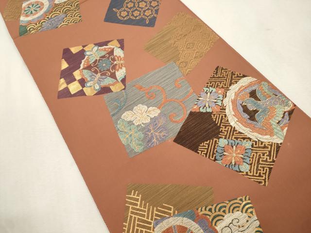 平和屋着物●西陣　じゅらく謹製　六通柄袋帯　能衣盛華文様　錦綾　金糸　証紙付き　正絹　逸品　CABJ2131dy