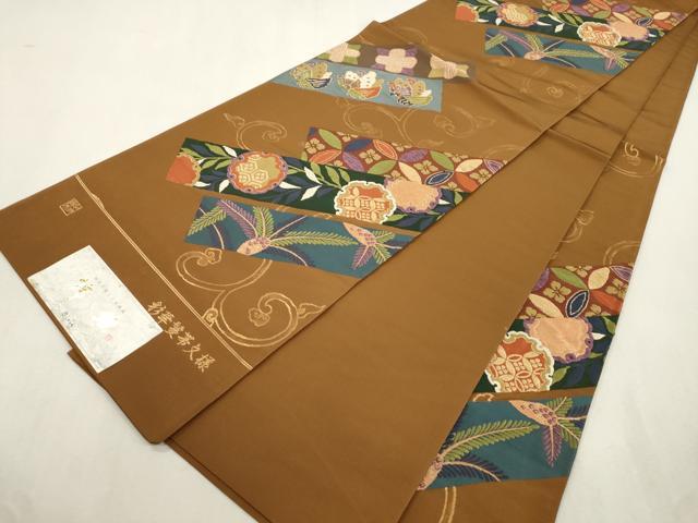平和屋着物●西陣　じゅらく謹製　六通柄袋帯　彩華鬘帯文様　錦綾　証紙付き　上代35万　正絹　逸品　CABJ2132dy