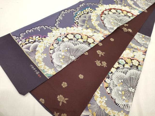 平和屋着物●西陣　田中義織物謹製　両面　六通柄袋帯　雪輪舞花文　プラチナ箔　証紙付き　正絹　逸品　CABJ2137dy